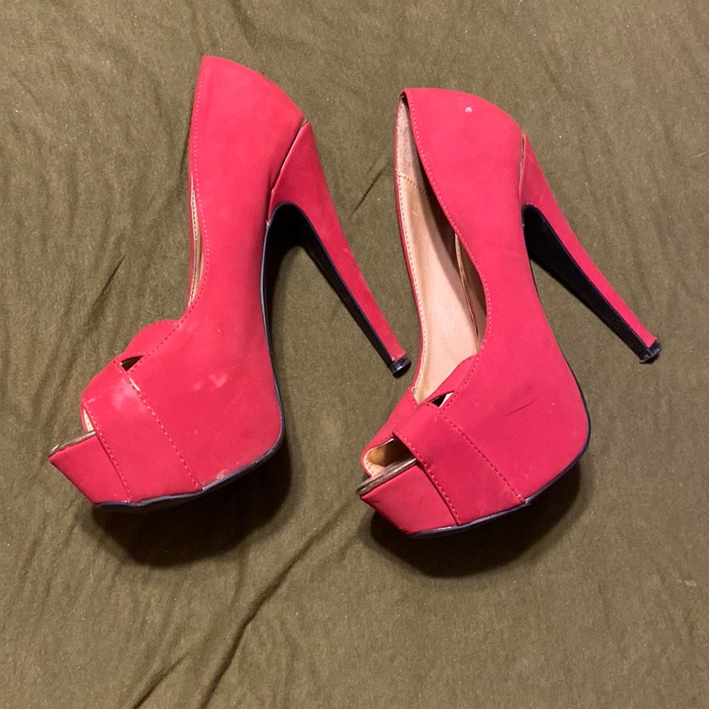 Red platform heels